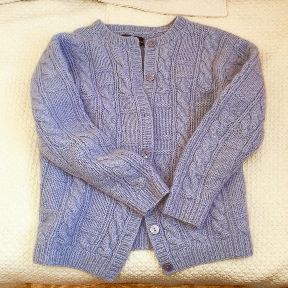 Super soft cozy blue Cashmere Cable knit cardigan